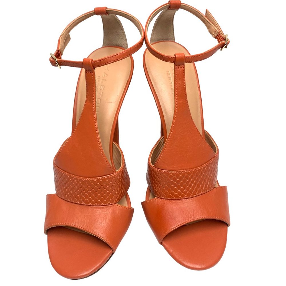 Halston Heritage Connie Dark Coral Leather Sandal Heels‎  NWOB - Picture 8 of 10